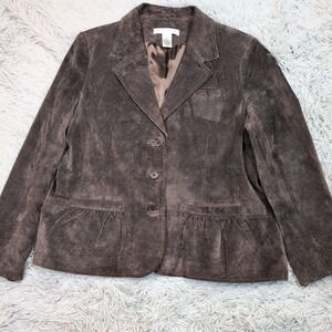 Pursuits Ltd. Jacket Womens XL‎ Leather Coat Blazer Comfort Pockets Button Up